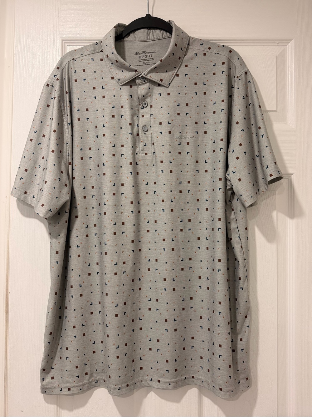 Ben Sherman Sport Men's Light Gray Polo with Geo Print XL